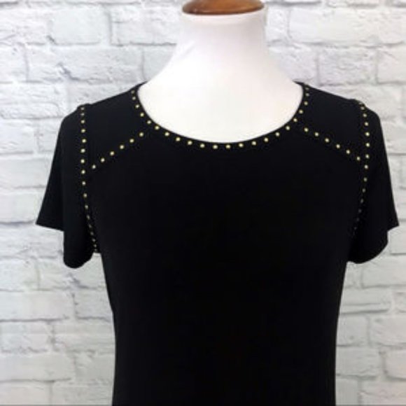 Calvin Klein Black Gold Studded Shift Dress Size 8 - Picture 5 of 8